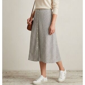 Max Studio Navy Ivory Chevron Striped Button Front Midi Skirt XL 9701J11